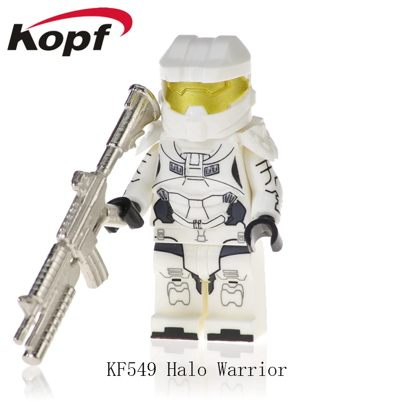 

20Pcs Wholesales KF549 Halo Spartan Solider Series Model Warrior With Real Metal Weapon Building Blocks For Children KF6043