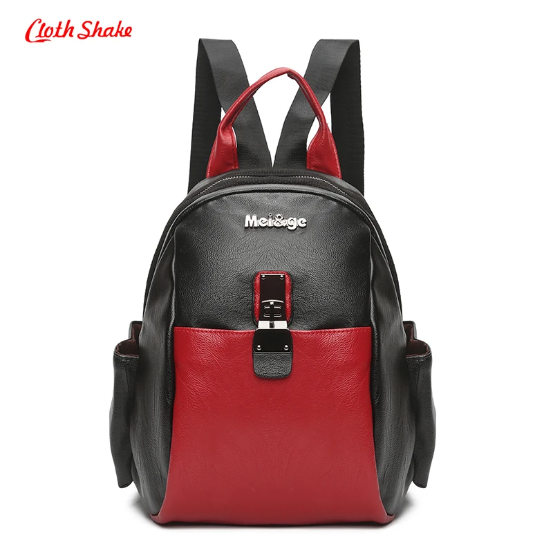 Cloth Shake New Travel Backpacks Korean Women Backpack Leisure Student Schoolbag Panelled Soft PU Leather Women