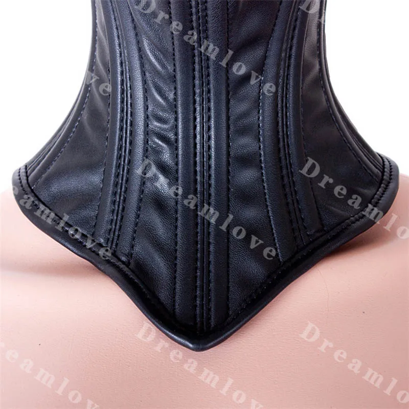 Women Soft Boned Leather Neck Restraint Corset Collar Fetish Lockable Half Face Role Play SM Costume women lingerie women lingerie set women cosplay costume