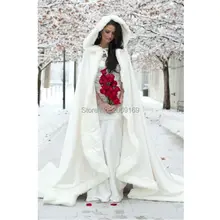 Платье в пол белый/слоновая кость искусственный мех жакет-болеро с поездом зима Рождество свадебная накидка Свадебная шаль куртка с капюшоном