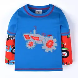 Мальчики мультфильм трактор свитшот с машинами дети длинный рукав пуловер Высокое качество Детское пальто 100% хлопок детская одежда синий
