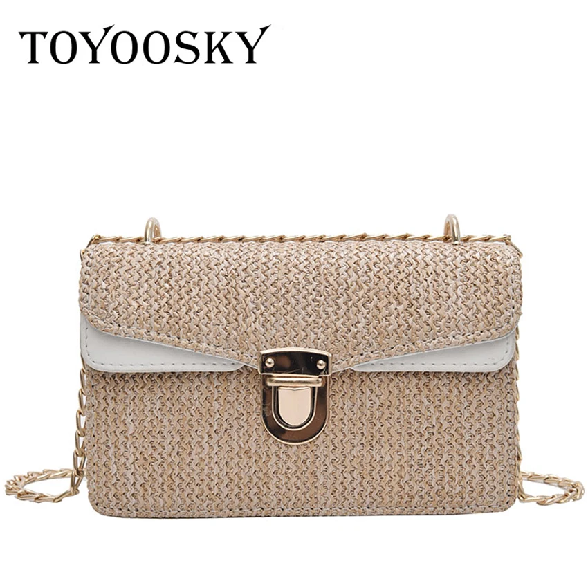 

TOYOOSKY 2019 Summer Beach Handbags Women Messenger Bags Square Straw Woven Ladies Crossbody Bag Rattan Shoulder Bags bolsa