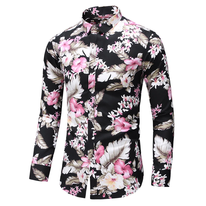 Camisa de manga larga para hombre, prenda de Masculina, ajustada, con estampado de disponible en varios colores, ideal para fiestas y otoño, Disponible en tallas 6XL y 7XL|Camisas informales| -