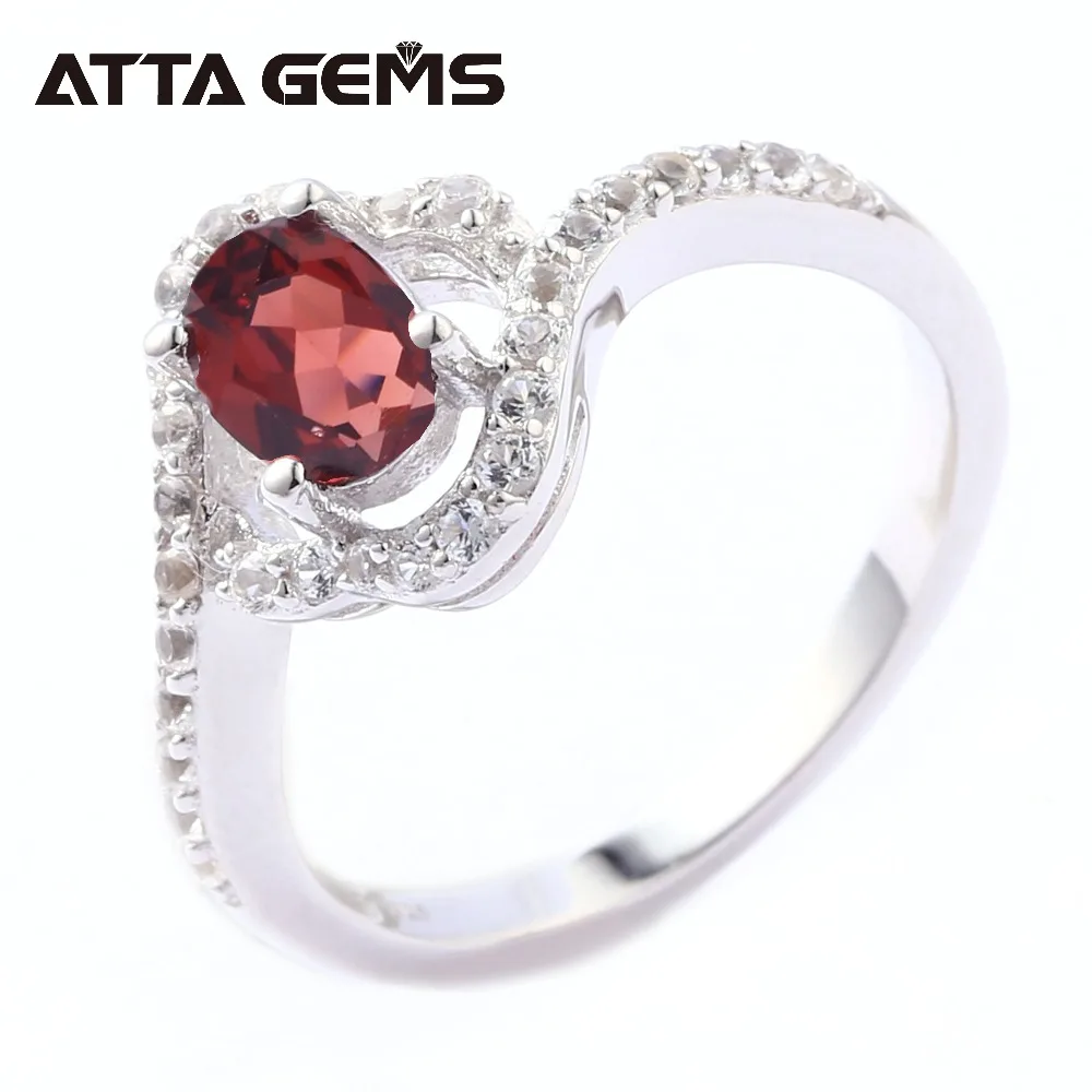 

Natural Red Garnet Sterling Silver Ring Women 2 Carats Natural Crystal Gemstone Faced Cut Professinal Jewelry Brand Top Quality