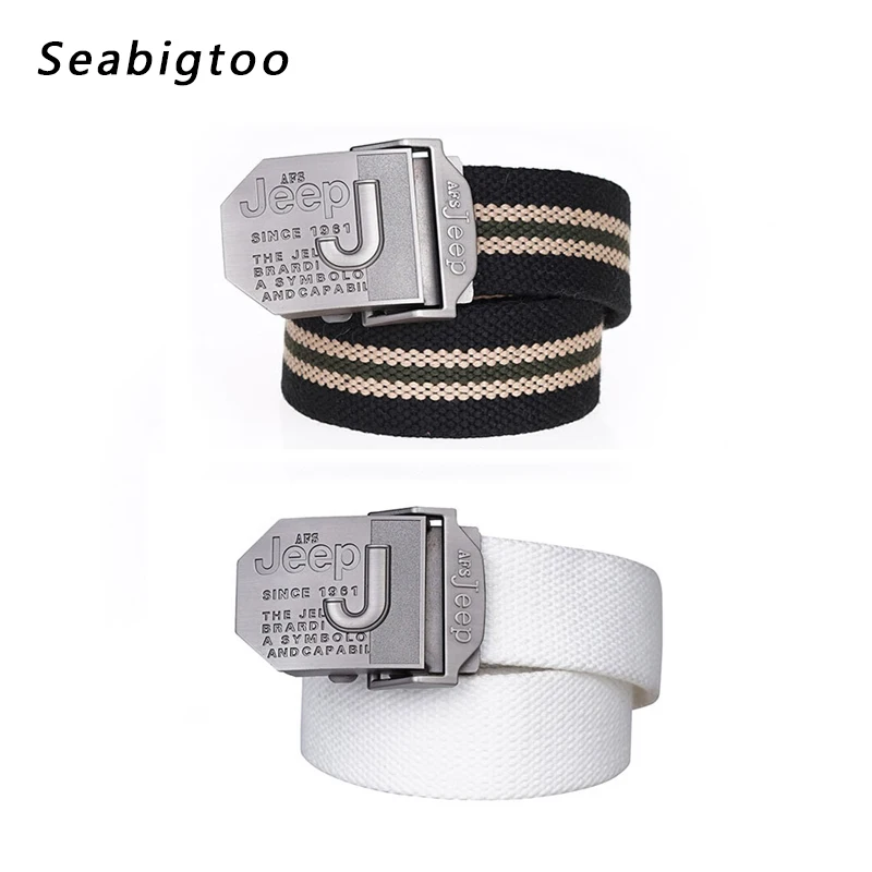 

Men Jeep logo canvas belts Military belts for men tactical belts male metal buckle casual jeans belt for men logo jeans straps