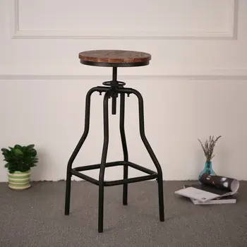 

Bar Stool Morden Industrial Style Height Adjustable Swivel Bar Stool Natural Pinewood Top Kitchen Dining Chair Home Decoration