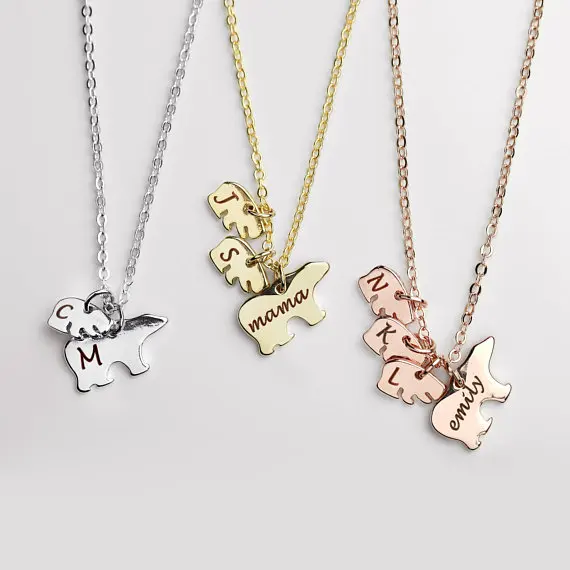 

Latest Custom Hand Stamped Mama Bear Necklace Personalized Necklace for Grandma Gift For Family Member YP6012