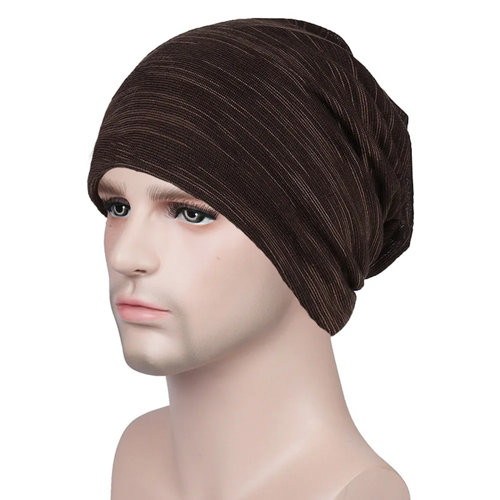 Модные хлопковые шапки для мужчин, зимние теплые Skullies Beanies, женские шапки-тюрбан в полоску, унисекс, хип-хоп, панк, крутые, Bone Gorro - Цвет: coffee