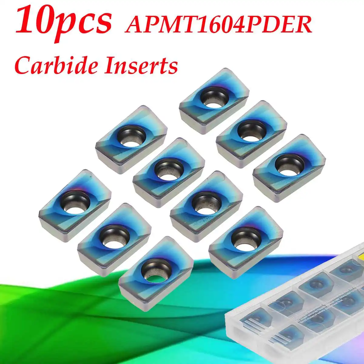 

Colourful 10pcs Blue Nan o HRC52 APMT1604PDER NB7010 25R0.8 Carbide Inserts for Mill Cutter CNC Tool