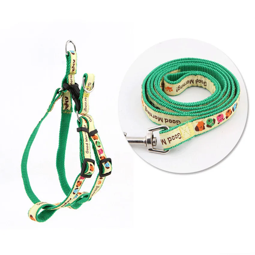 Pet dog harness and leash set comfortable chain Nylon Adjustable Dog Collars Muliti Color Leads color random | Дом и сад