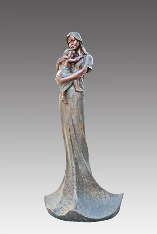 Life size brass Statue mother and son Bronze sculpture garden and park