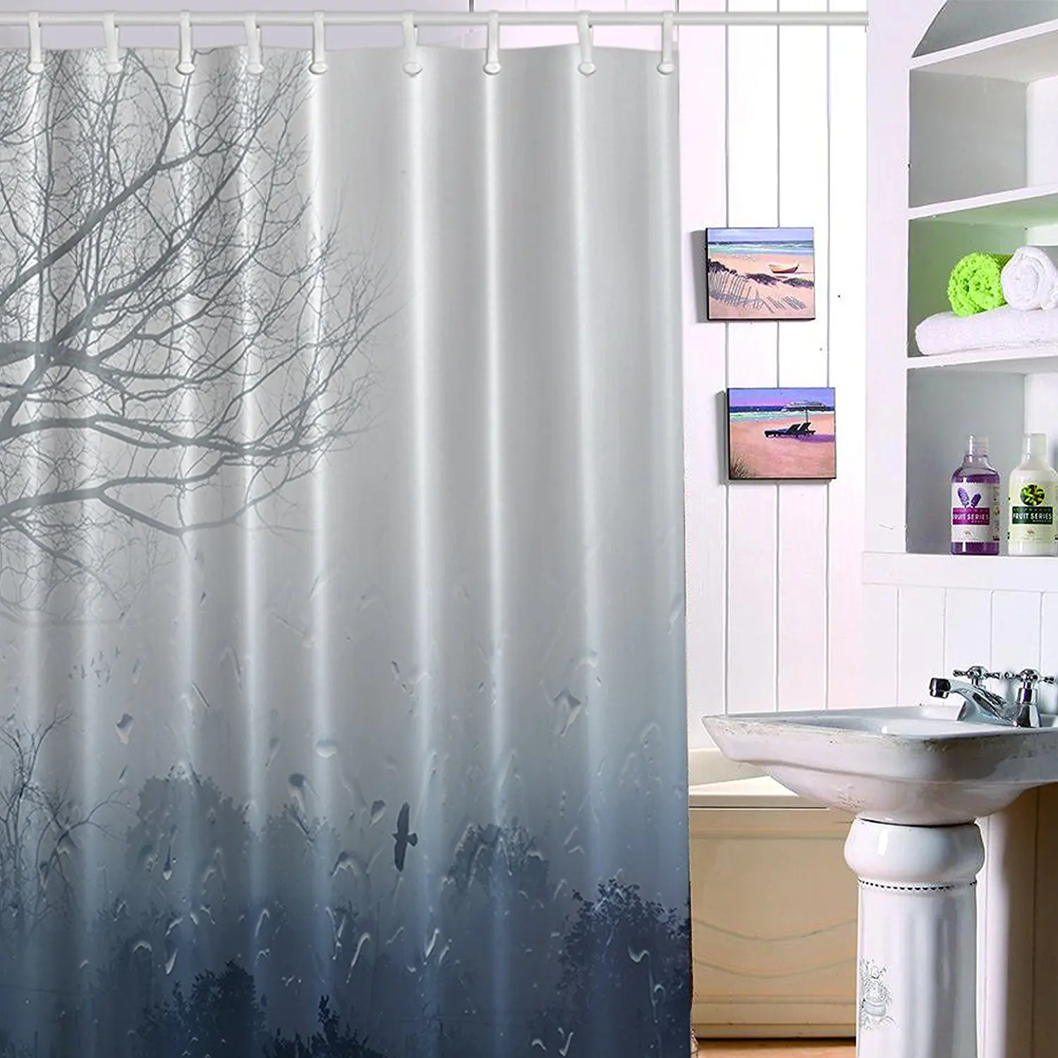 Shower Curtain Long/Mildew/Antibacterial/Odorless Waterproof 3D Shower ...