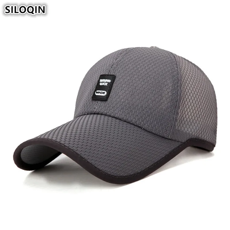 

SILOQIN Men's Mesh Ventilation Baseball Caps Summer Adjustable Size Women's Ponytail Breathable Sport Cap Male Bone Snapback Cap