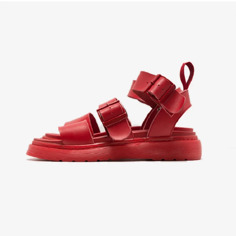 

2018 new women's sandals buckle Korea original design Martin leather thick bottom Roman sandals female