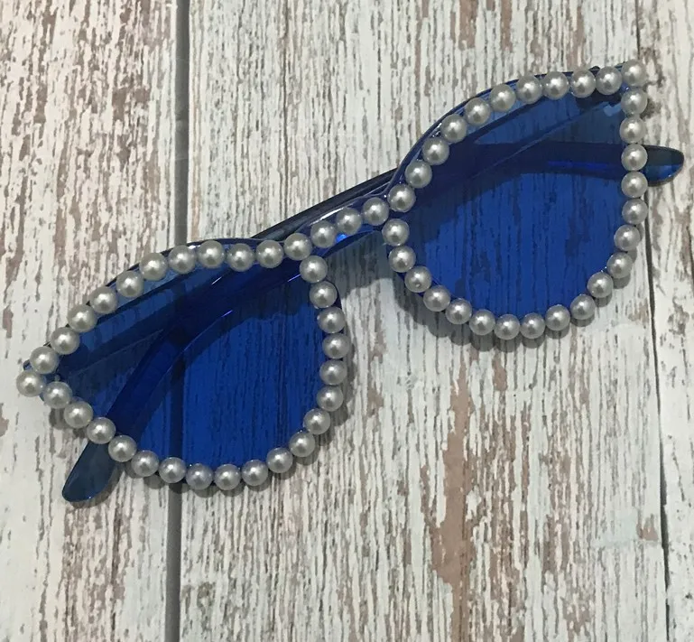 pearl-5 ZAOLIHU Модные женские солнцезащитные очки в форме сердца, черные женские солнцезащитные очки с кошачьим глазом, винтажные круглые жемчужные солнцезащитные очки - Цвет линз: pearl-5
