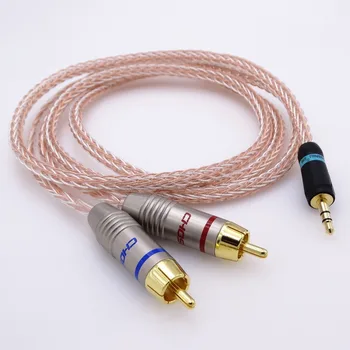 

1meter 1/8 3.5mm to 2 RCA Male Hifi Audio 16cores 8+8 hybrid 5N Pcocc cable Audio Adapter