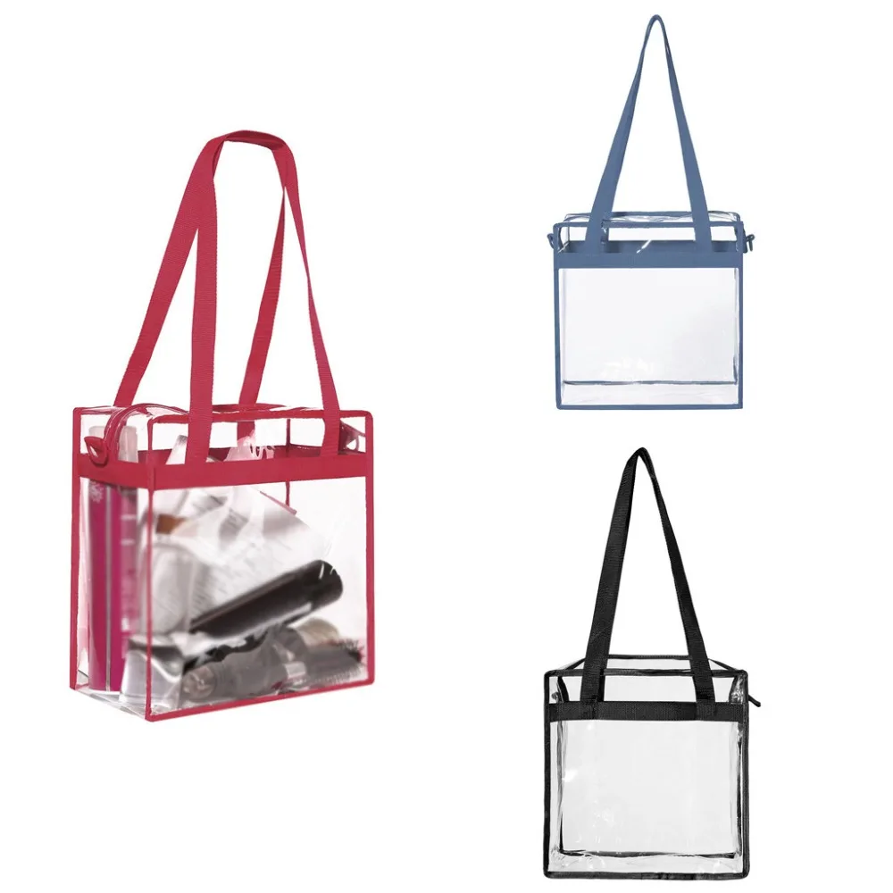 

Fashion Storage Bag Transparent Handbag Zipper Shoulder Bag Cosmetic PVC Solid Messenger Square Bag Unisex Accessory for 2019