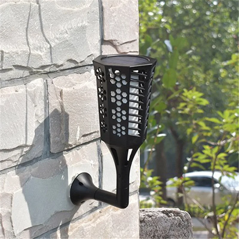 

Integrated LED Solar Flame Torch Wall Lawn Pillar Light Outdoor Waterproof Garden Lamp Landscape Backyard Street Lighting Decor