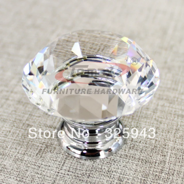 5pcs 30mm Zinc Alloy Clear Glass Crystal Knobs and Handles
