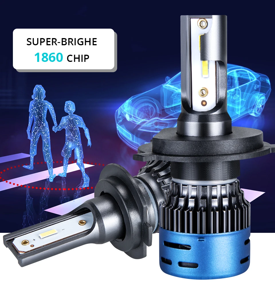 2PCS H7 H4 LED Mini Car Headlight Bulbs H1 LED H7 H8 H9 H11 9600LM Headlamps Kits 9005 HB3 9006 HB4 Auto 12V 24V LED DRL Lamps (1)