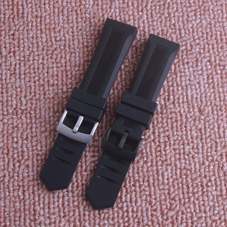 

Watchband 20mm 22mm Man Black Diver Silicone Rubber Straight end Watch Strap with pin buckle clasp