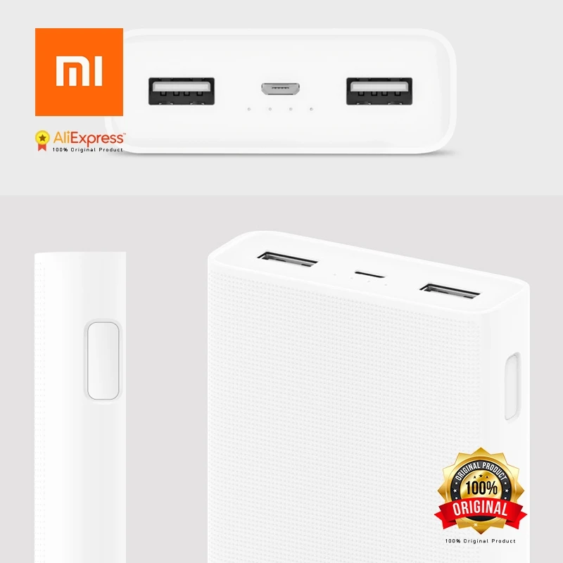 Оригинальный внешний аккумулятор Xiaomi 20000 мАч 2 2C портативное зарядное устройство