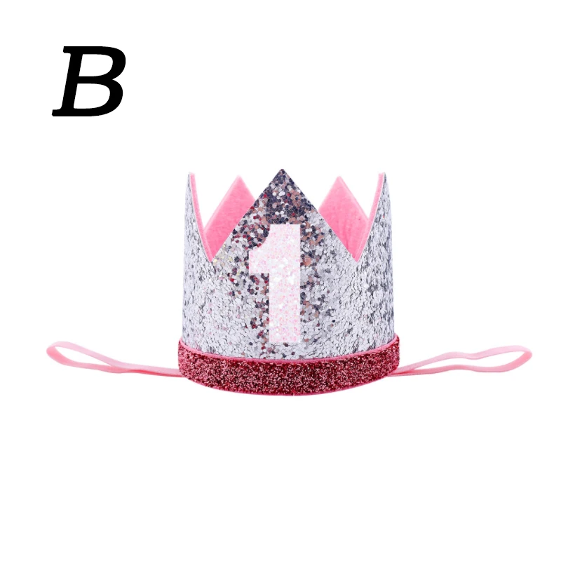 Милый ребенок день рождения девочки-мальчики Принцесса Корона номер 1 От 2 до 3 лет вечерние шляпа блеск ободок для дня рождения душ - Цвет: 2