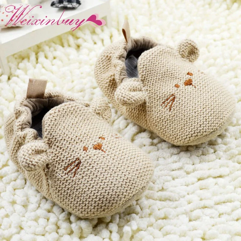  Cute First Walker Cartoon Mouse Crib Shoes Baby Kid Elastic Mice Soft Sole Slip-on Shoes 0-18 Months