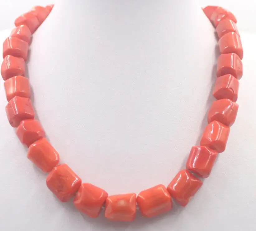 

Free Shipping 18" 12-14mm Orange Coral Beads Women Trendy Choker Statement Coral Necklace