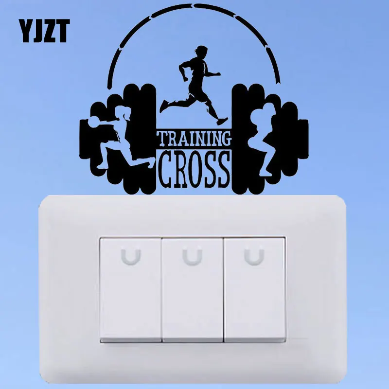 

YJZT Mural Decal Bodybuilding Gym Crossfit Workout Home Decor Vinyl Light Switch Stickers Wall Decals 8SS2275