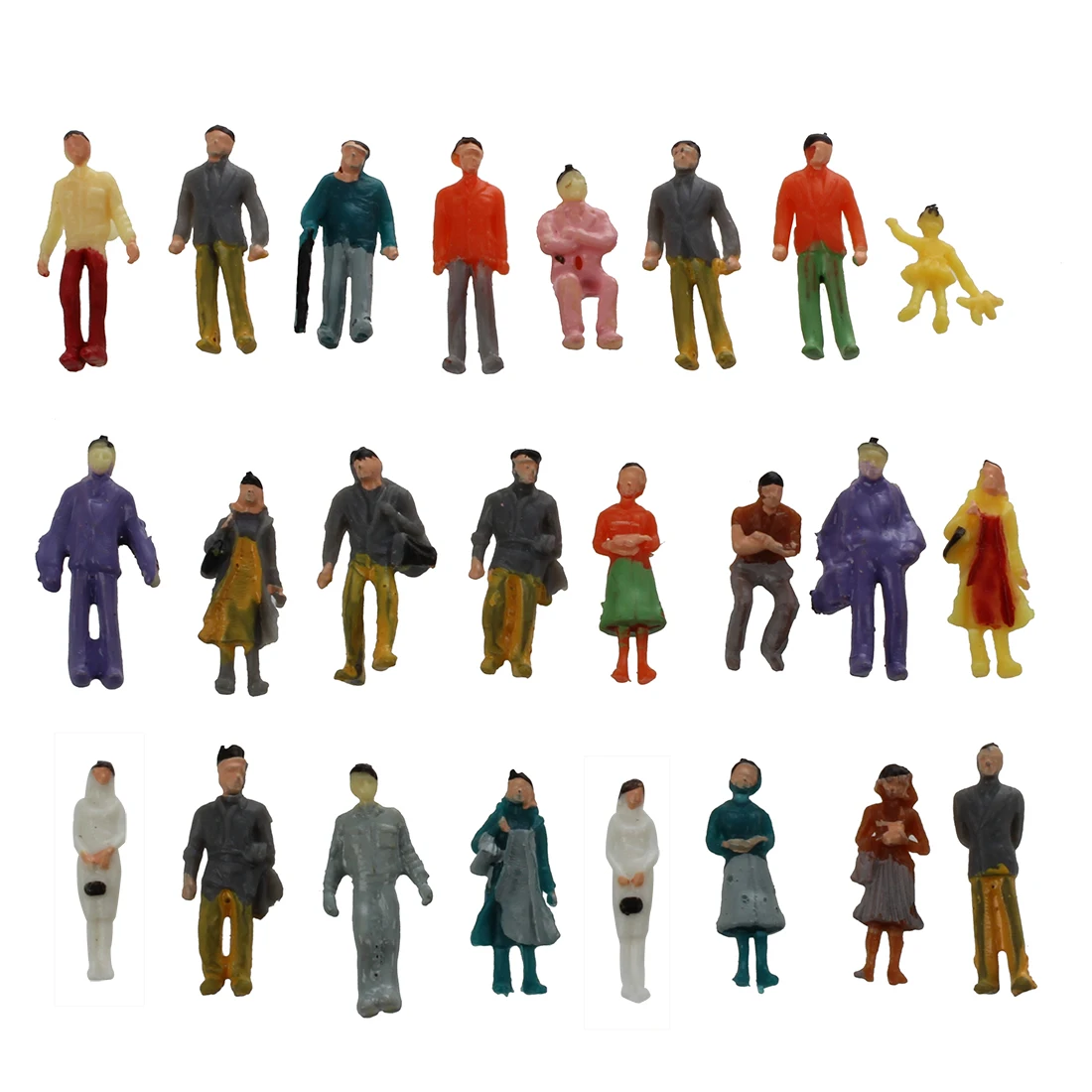 24 красочные Рисованные песочные настольные модели железнодорожные пассажирские фигуры Масштаб(от 1 до 87