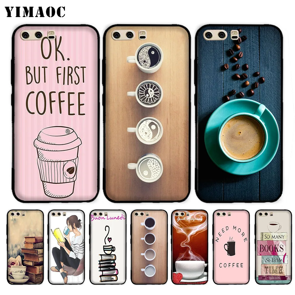 

YIMAOC Ok But First Coffee Book Soft Case for Huawei P20 P30 Lite Mini Plus Pro P Smart 2019