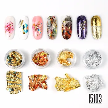 

4 color nail gold foil Japanese Nail art jewelry crystal light therapy gold and silver foil color chip