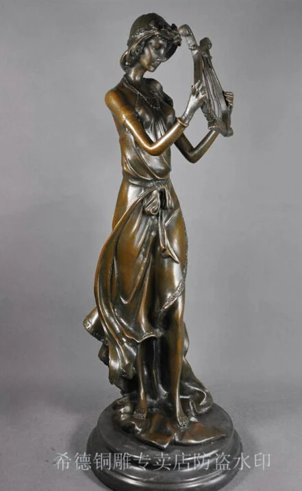 

free Art Deco Sculpture Musical instruments Woman Bronze Statue fast