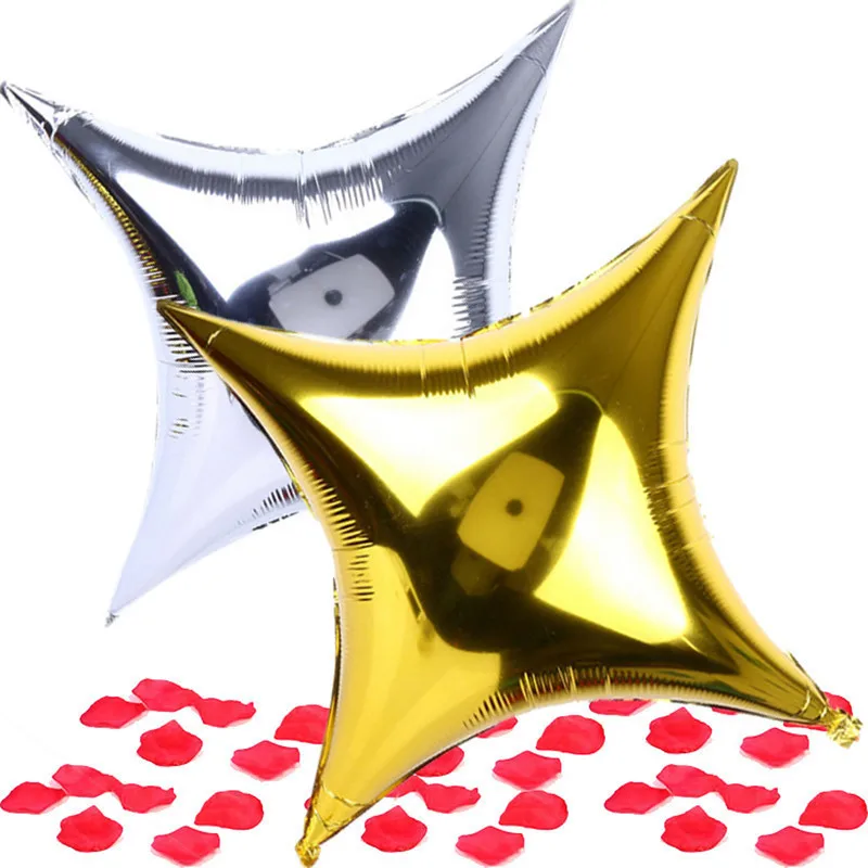 

10pcs 10" Inch Foil 4 pointed Star Balloon mixed heart Quadrangular ballon Helium Metallic globos for Wedding/birthday supplies
