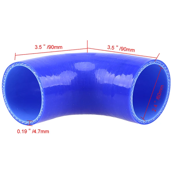 Posbay Универсальный Автомобильный силиконовый шланг постоянного диаметра, муфта турбо-Редукторная труба синего цвета 38-89 мм 1,5 ''-3,5'' 90 градусов - Цвет: 60mm