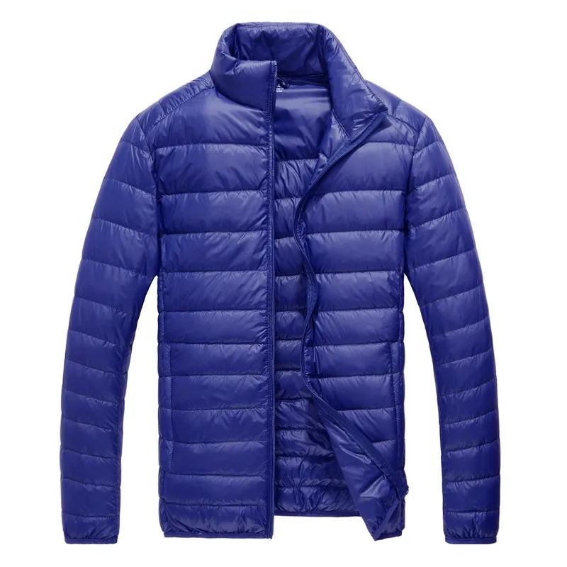 Зимняя Модная брендовая куртка на утином пуху, мужская куртка-светильник, уличная куртка с перьями, Корейская бархатная Теплая мужская одежда - Цвет: Royal Blue