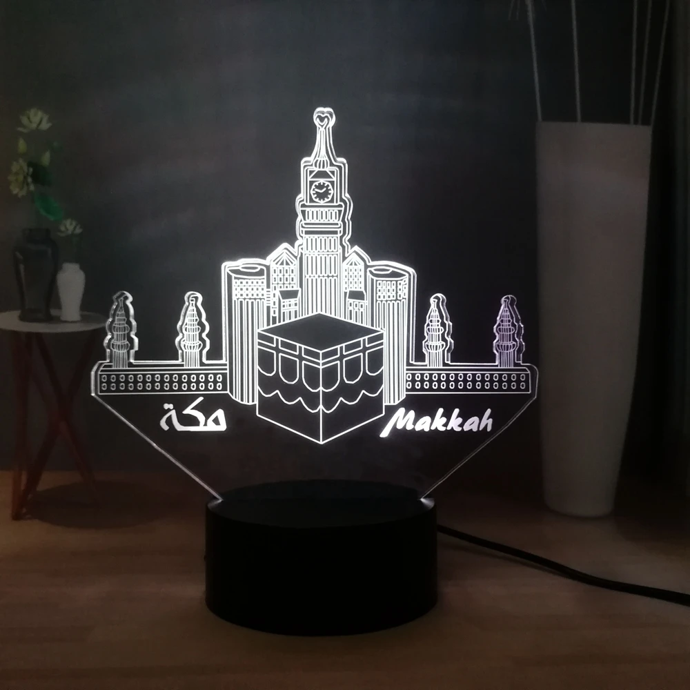 Креативный светодиодный ночник Makkah RGB USB переключатель разноцветный 3D иллюзия Лампа детский прикроватный ночник настольная лампа подарок на день рождения