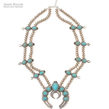 

Squash blossoms necklace Vintage silver Squash blossoms jewelry black blue squash blossom necklace