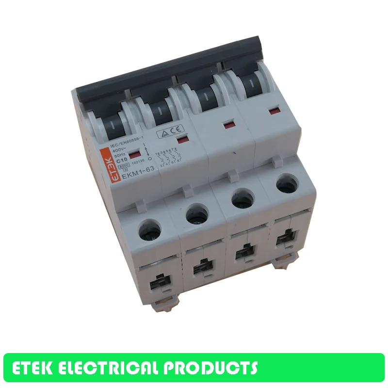 Выключатель MCB EKM1-63 4P AC C Тип 400 В ~ 50 Гц/60 Гц Мини автоматический выключатель 10A 16A 20A