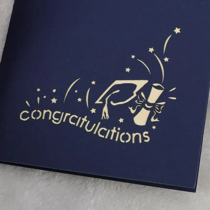 3D мерный колпачок Сова Дерево вырезы Pop Up Поздравительные открытки ручной работы выпускные подарок для выпускника(синий