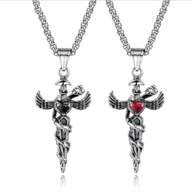

New Stylish Men's Titanium Steel Necklace Long Cross pendant Men's Wild Clothes Pendant Gift