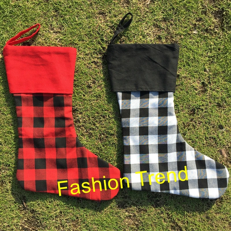 

30pcs/lot Wholesale boutique cute Buffalo Christmas Stocking Monogram Christmas Stocking Plaid Xmas Stocking