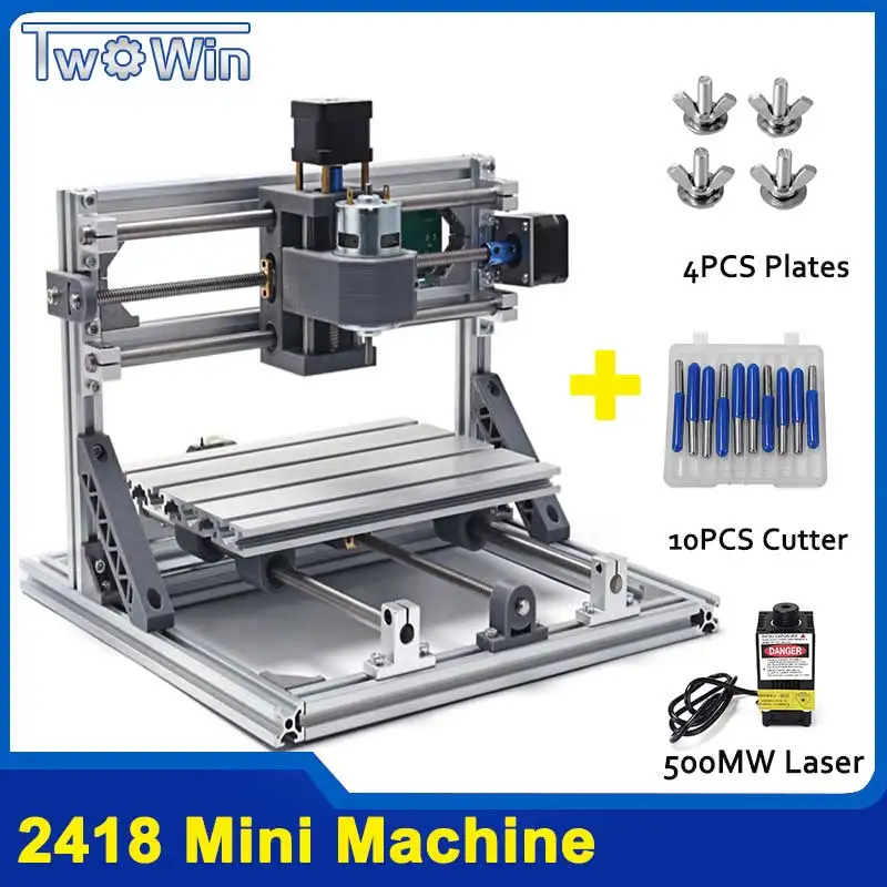 TWOWIN CNC 2418 мини CNC лазерный станок Рабочая зона 24x18x4,5 см 3 оси PCB фрезерный станок с GRBL управлением CNC маршрутизатор CNC 2418 - Цвет: 2418 with 500mw