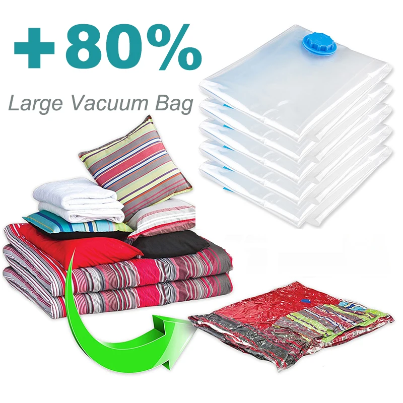 Extra Large Vacuum Seal Storage Bags Organizer Transparent Border