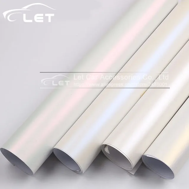 

Car styling Matte Pearl White Chameleon Vinyl Wrap High Poly Metallic Chrome Pearl Car Stickers Bubble Air Free Release