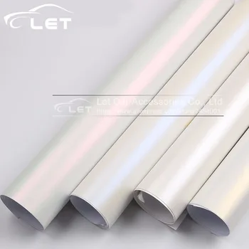 

Car styling Matte Pearl White Chameleon Vinyl Wrap High Poly Metallic Chrome Pearl Car Stickers Bubble Air Free Release