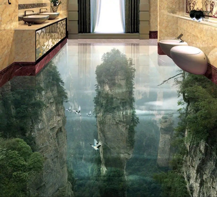 Beibehang пользовательские полы 3d человеческие сказочные пиковые скалы Гостиная Ванная комната украшения живопись Пол Плитка Живопись фотоботы