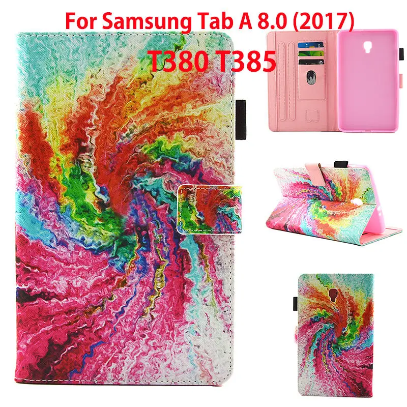 Модный чехол с принтом для samsung Galaxy Tab A 8,0 SM-T380 T385 8,0 дюймов, умный чехол, чехол для планшета из искусственной кожи, чехол+ пленка+ ручка - Цвет: K053