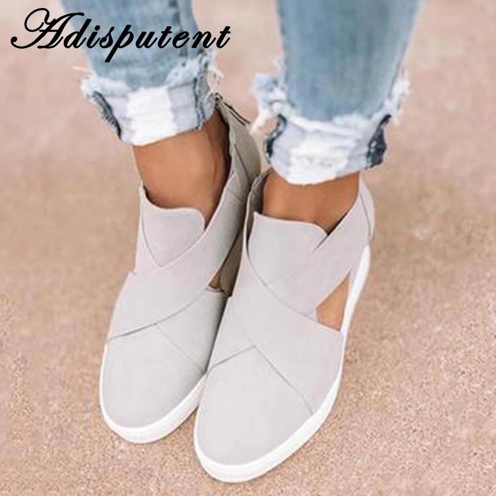 

Adisputent Fashion Women Leisure Vulcanized Slope-heeled Sports Shoes Women Leisure Sports Shoes Pure Color Elevated Shoes 2019